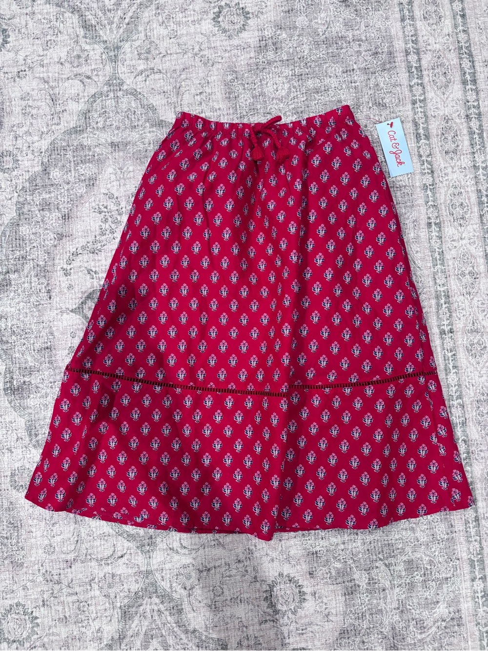 Cat & Jack Red Printed Maxi Skirt size 6/7 NWT